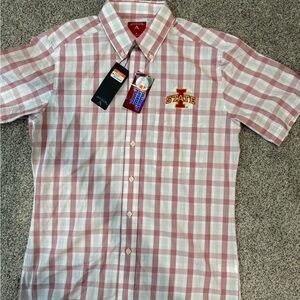 Iowa state Antigua red and White Casual Button Down Shirt